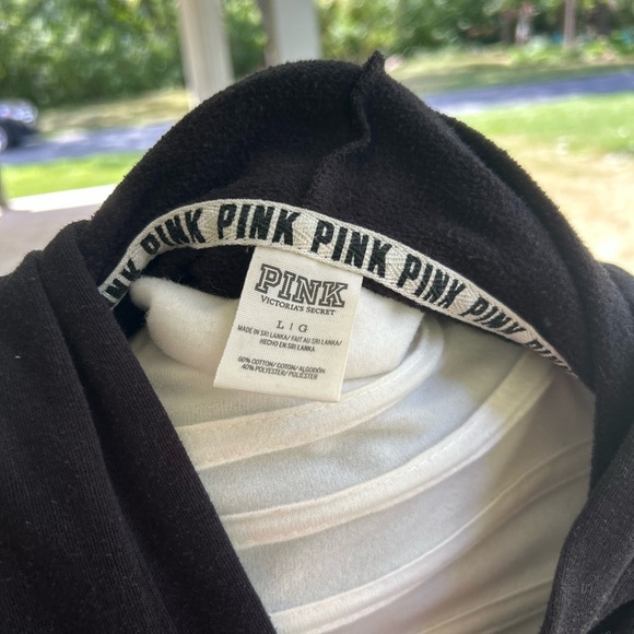 Victoria Secret-pink Black Zip-Up Hoodie. Size large - Picture 6 of 6